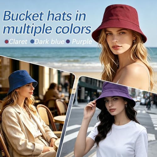 Image of Bucket Hats Bulk Solid Color DIY Blank Hat Bucket Hats for Men, Women and Adults