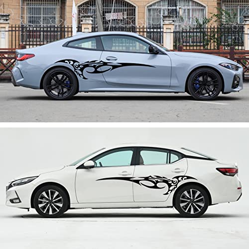 Nuoozy Universal Car Side Skirt Decal Stickers Body Side Sports Racing Stripe Graphic Stickers Nj034 Black (2Pcs) #TOP2