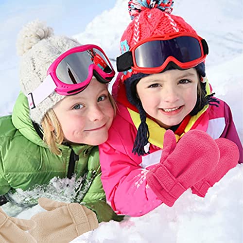UTTPLL Toddler Mittens Unisex Sherpa Lined Fleece Gloves Winter Warm Easy-On Kids Winter Outdoor Mittens for Baby Boys Girls Beige M (Fits 6-24 Months)