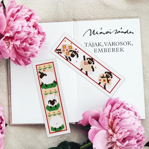 Image of INFUNLY 6pcs DIY Lamb Cross Stitch Bookmark Kits for Adults Beginner 2.4''x7.9'' Sheep Stamped Embroidery Bookmark Kit with Instruction Printed Cute Animal Embroidery Bookmark Set for Book Lovers