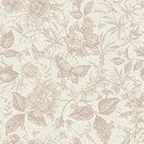 QUCHENG Rose Floral Wallpaper European Vintage Style Wall Decor Butterfly Furniture Refitting Stickers Removable Self Adhesive Sticker Peel Stick Dresser Decal Bedroom Livingroom Decoration