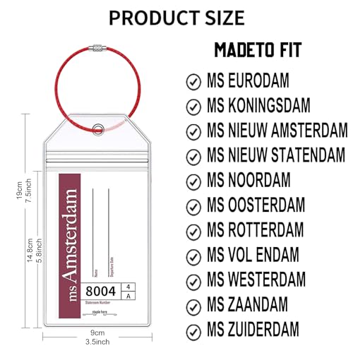 8 Pack Holland America Luggage Tag Holders, Zip Seal Clear Cruise Carnival Luggage Tag Holder with Steel Loops Fits All for Holland America & Carnival Cruise Essentials Must Haves (8)2