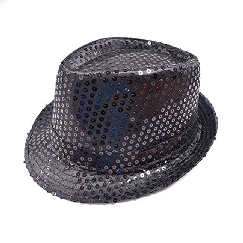 Hooyi Kids Bling Bling Show Dance Jazz Cap Costume Sequins Fedora Hat