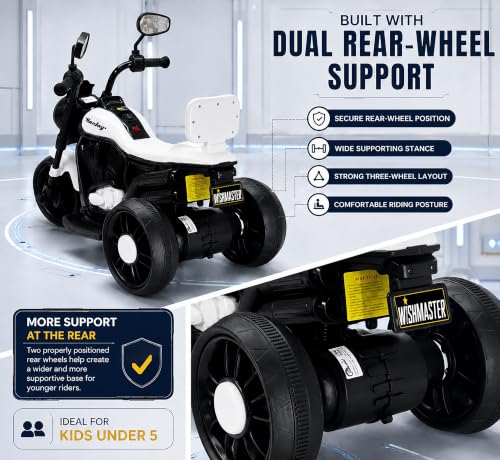 Image of Wishmaster Mini Harlay Electric Ride-On Bike for Kids | 6V Battery-Operated Motorcycle | Foot Accelerator | Suitable for Boys & Girls Aged 2-5 Years | Sturdy & Safe Toy Bike