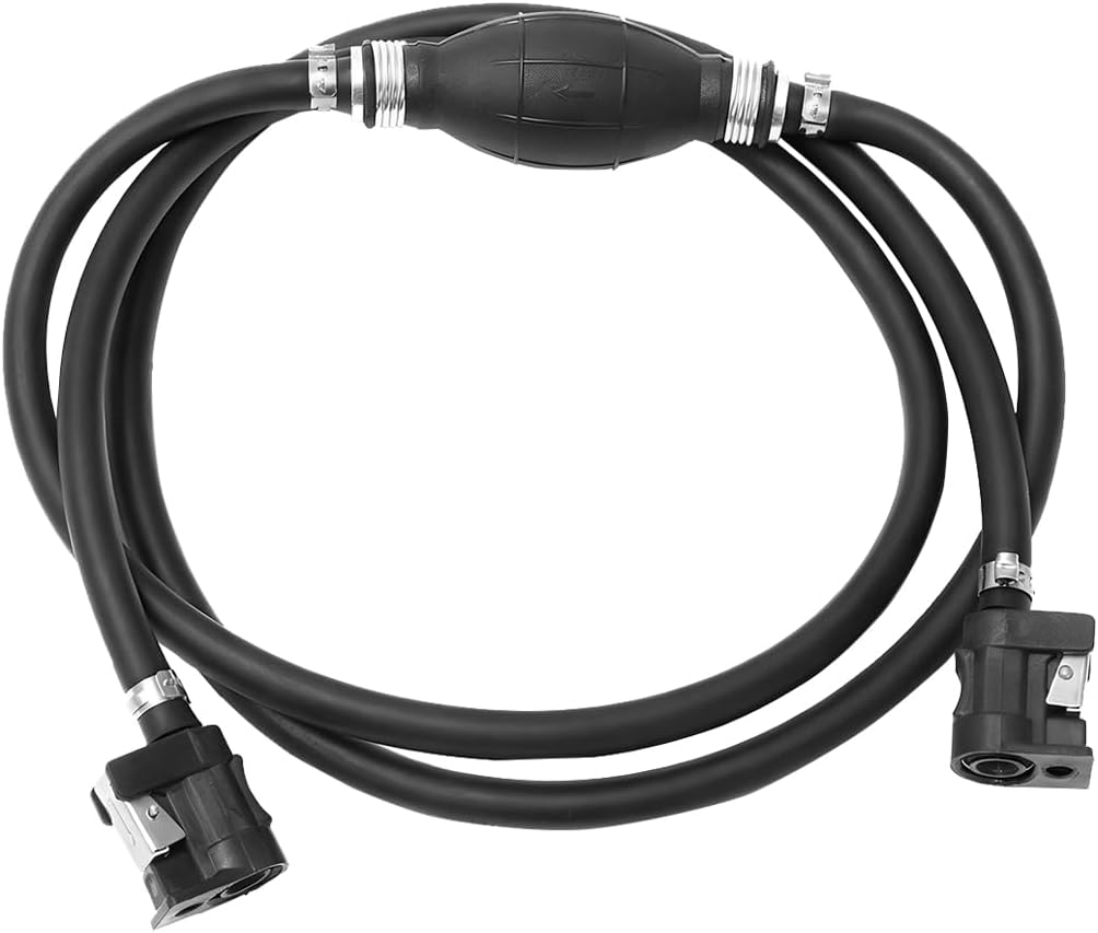Car Fuel Line Hose with Connector, 5/16" 8mm 6.3FT Vehicle Fuel Line with Primer Bulb Steel Hose Clamps, RV Outboard Motor Assembly, Universal for RVs Caravans Motorcycle