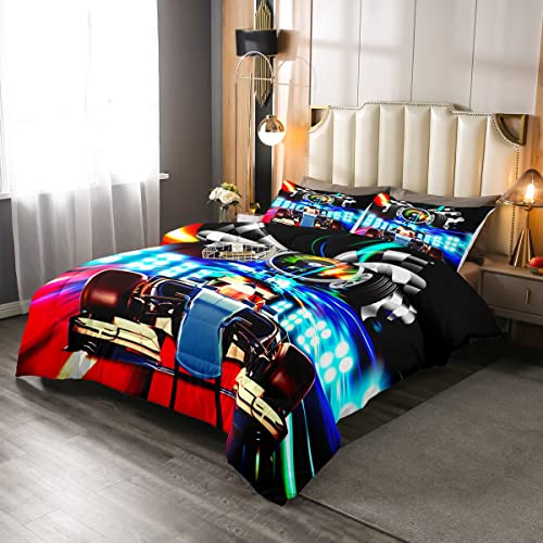 Feelyou Conjunto de cama de carro de esportes de corrida conjunto de edredom tema de esportes radica