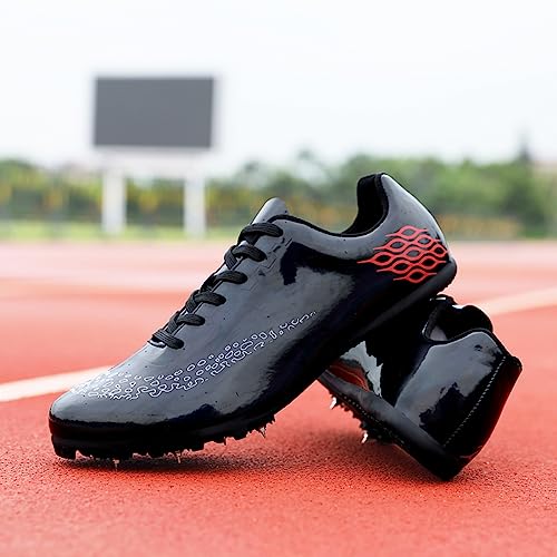 Men’s Track Spikes Shoes Racing Running Sprint Spikes Shoe Youth Throwing High Jump Running Track And Field Shoes Lightweight Breathable Black #TOP6