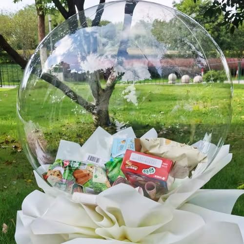 Image of 5 Pcs Bobo Balloons, Clear Balloons to Fill, 30 Inches Stuffing Balloons, Refillable Transparent Balloons, Pre-Stretched Extra Wide Mouth, Suitable for DIY Party Wedding Anniversary Festival