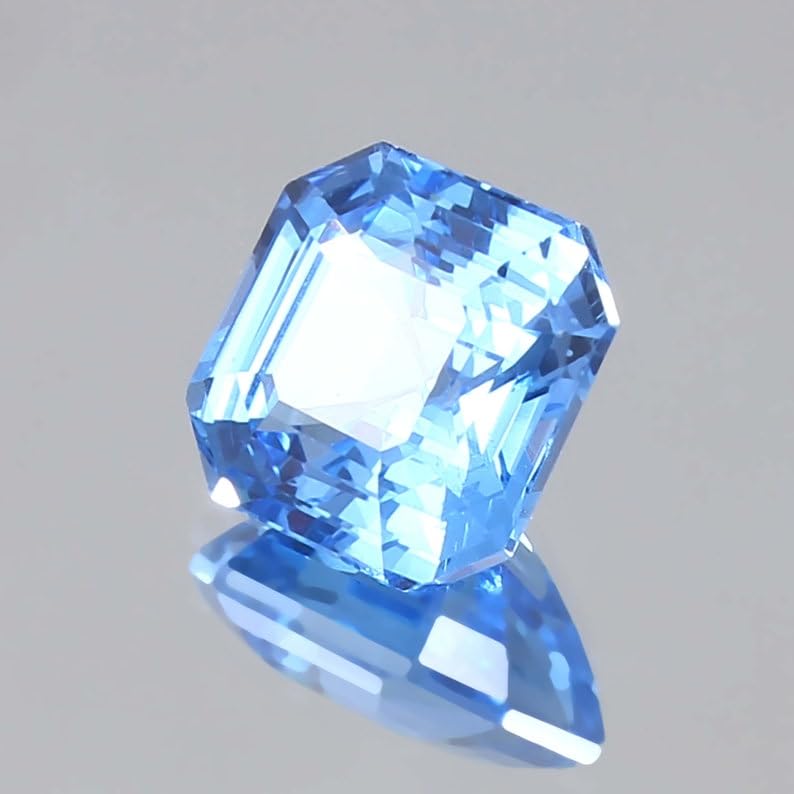 Spinelle bleu de Ceylan véritable, taille Asscher haute joaillerie - 6