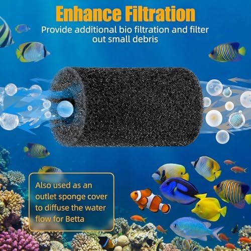 RIGHTWELL Pre-Filter Sponge for Aquarium Shrimp Fry Fish Tank Filter, 2cm Intake, Replacement Foam Cover, 6-Pack - 3
