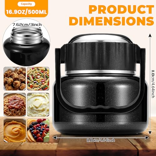 Image of Soup Thermo for Hot Food, 16.9 oz Vacuum Insulated Food Jar with 316 Stainless Steel Interior, Spoon, Bowl Lid & Non-Slip Base for School Office