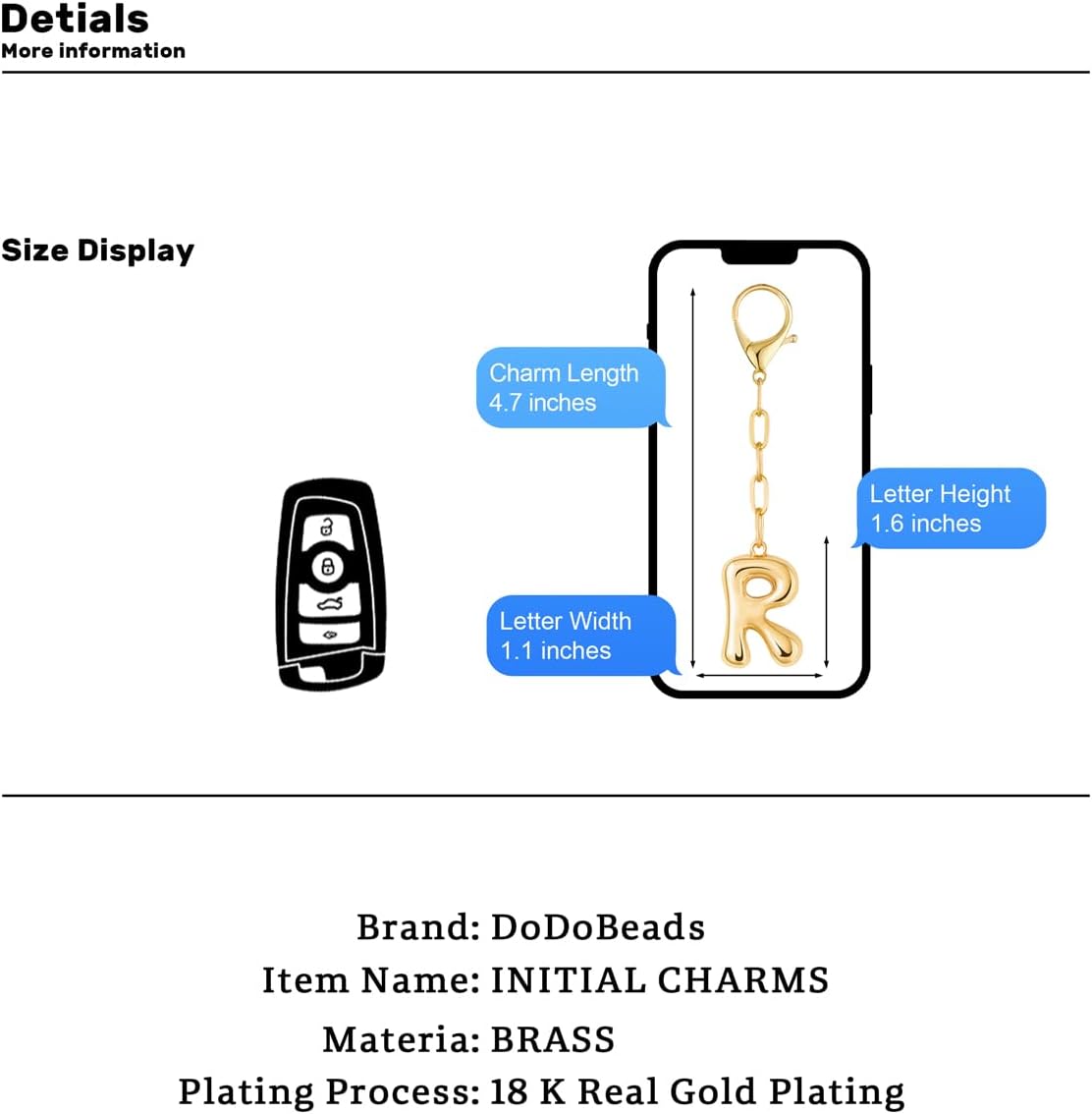 Initial Bag Charms, Bubble Letter Charm for Handbags, Cute Keychain with Letter, Initial Bag Charms for Women - Image 5