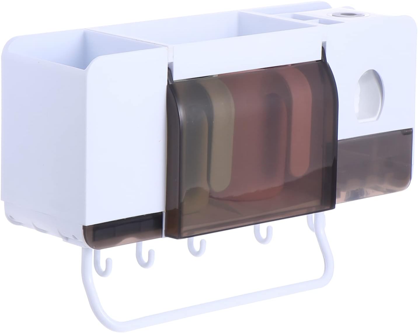 Multifunctional Toothbrush Rack with Storage Saving Bathroom Organizer for Toothpaste Cups and Toiletries Easy Punch Installation High Temperature Resistant Holder