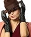 Warmen Women's Lambskin Leather Plush Lined Long Winter Gloves Sleeves (S, Black (Touchscreen Feature))