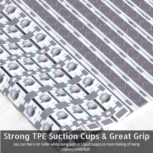 Image of Luxe Home Shower Mats for Bathroom Anti Slip Non Skid Bathtub Mat (Grey, 40x70 cm)