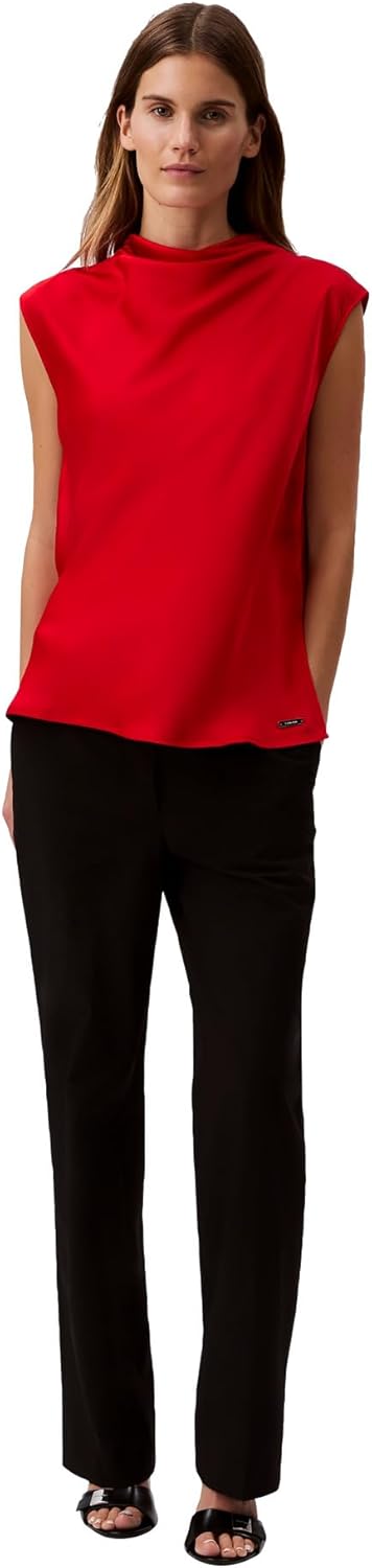 Calvin Klein Jeans Womens Satin Cowl Neck Blouse - Image 3