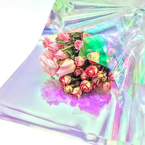 NICROLANDEE 10pcs Flower Wrapping Packaging Paper Iridescent Film Cellophane 20 x 24inch for Holiday Present Gift Candy Package Birthday Wedding Florist Floral Bouquet Rose Wrap