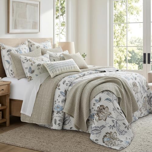 Image of Levtex Home Mills Waffle Full Bedspread Set (100x104in) with 2 Pillow Shams (26x20in) - Undyed Wheat - Cotton Waffle Full Size Bedspread Set - Lightweight, Soft, Pre-Washed