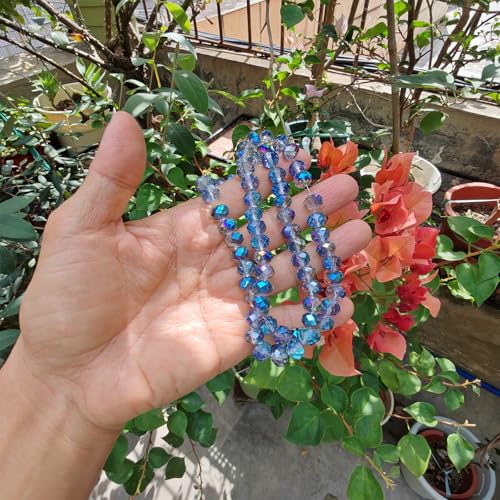 Image of 10mm Rondelle Glass Beads for Jewelry Making, Faceted Briolette Crytal Spacer Beads for Bracelet Necklace Earring, Translucent Blue 200pcs