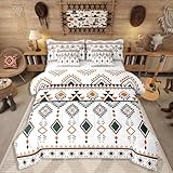 Rustic Western Bed In A Bag 7 Piece Twin Size, Bohemian Aztec Southwestern Bedding Set For Kids Boys Teens Adult Bedroom, Vintage American Native Comforter Set Indian Exotic Geometric Sheet Sets