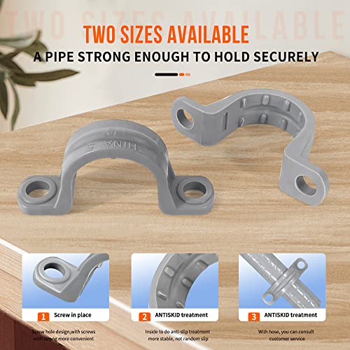 10 Pcs 1/2'' Two Hole Plastic Straps, Pvc Non-Metallic Conduit Clamp U-Bracket Pipe Clamp For Supporting Rigid Non-Metallic Conduit, Cable, Rubber Hoses, Etc. To Wood Or Masonry Surfaces, Ul Listed #TOP2