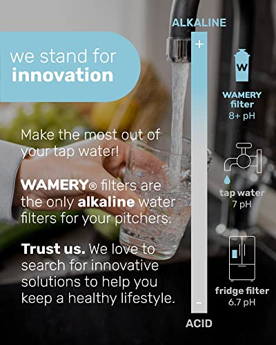 Wamery Certified Alkaline Water Filter Replacement Fits Brita And Wamery Pitcher Cartridges 3-Pack, Increases Water Ph. #TOP4