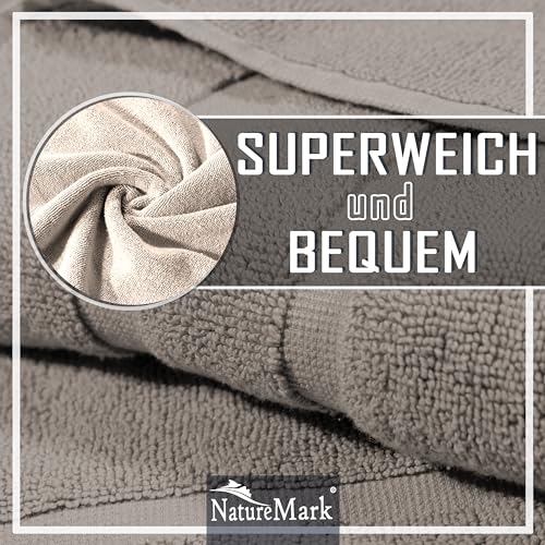 NatureMark 2er Pack Badvorleger Badematte | Premium Qualität | 100% Baumwolle | 50 x 80 cm | Duschvorleger Duschmatte Doppelpack | Farbe: Sand/Beige