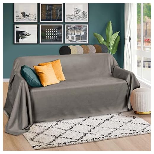 Beautissu Manta Romantica 210x280 cm en óptica de Piel de Ante en Gris