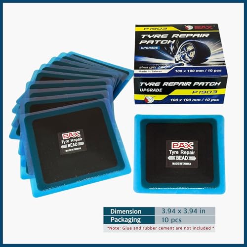 Image of PAX 10 Pcs 100x100mm (3.94x3.94 inch) Upgraded Square 2-in-1 Tire Repair Patches, Suitable for Radial and Bias Tires on Car, Truck, Agricultural Vehicles, BMX, ATVs, Inflatable Rubber