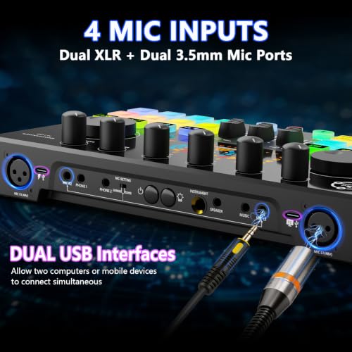Image of M100 Podcast Equipment Bundle for 4, Audio Interface with 4 Dynamic Mics