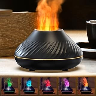 Gzvxuny Flame Essential Oil Diffuser, Aromatherapy Diffuser with 7 Colour Night Lights, Super Quiet Air Humidifier, Diffusers for Home Office Room, Waterless Auto-Off