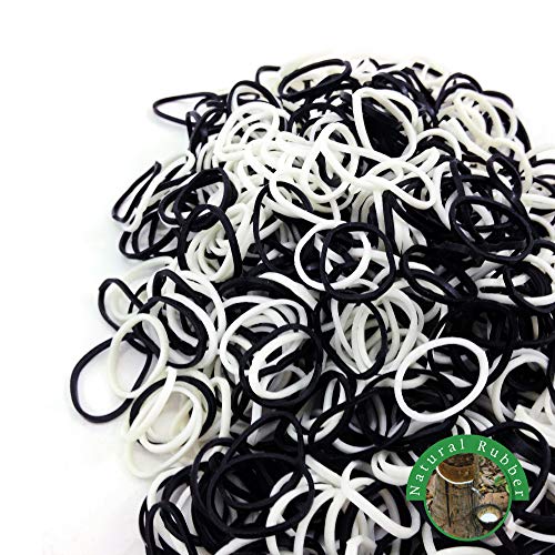 Rubber Bands 1000 Pcs Mini Size No Break & Damage Stretchy Elastic Premium Quality Made in Vietnam Hair Ties (Black & White - 4 Pack of 250 Pcs)