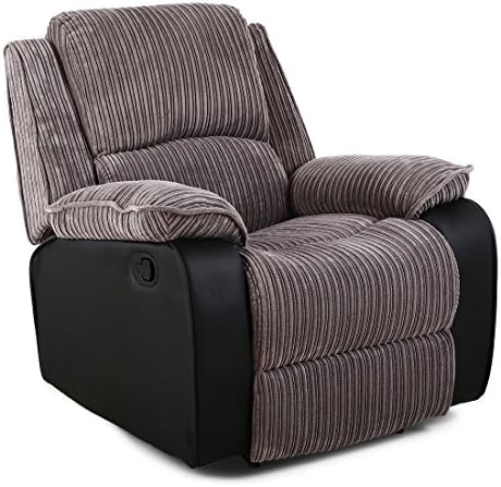 More4Homes POSTANA JUMBO CORD FABRIC RECLINER ARMCHAIR SOFA LOUNGE HOME RECLINING CHAIR (Grey)