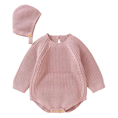 Pink Knitted Baby Sweater with Hat Cover