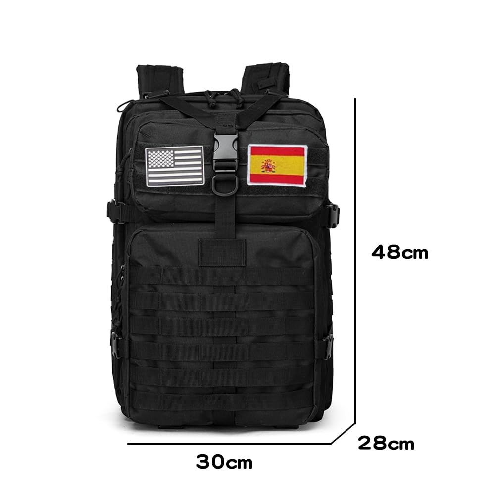 smallrun Mochilas Tácticas Militares 45L Mochila del ejército Gran Capacidad Mochila Crossfit Plegable Impermeable Mochila Montañismo, Senderismo, Acampada (Y NEGRO, Y)