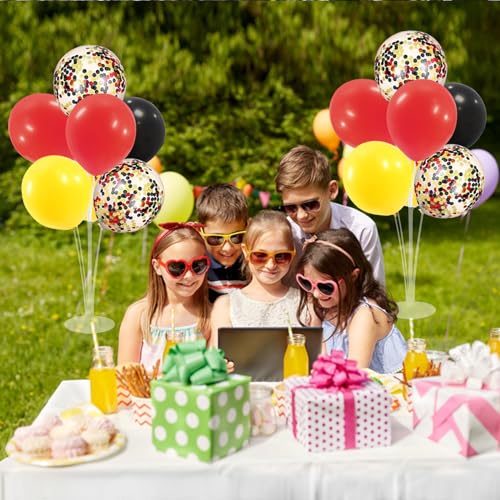 Image of ZJDHPTY Mouse Birthday Decorations,4Set Red Yellow Black Balloon Stand Kit | Movie Night Circus Race Car Fire Truck Motorcycle Carnival Party Decor,Corporate Events Party Supplies