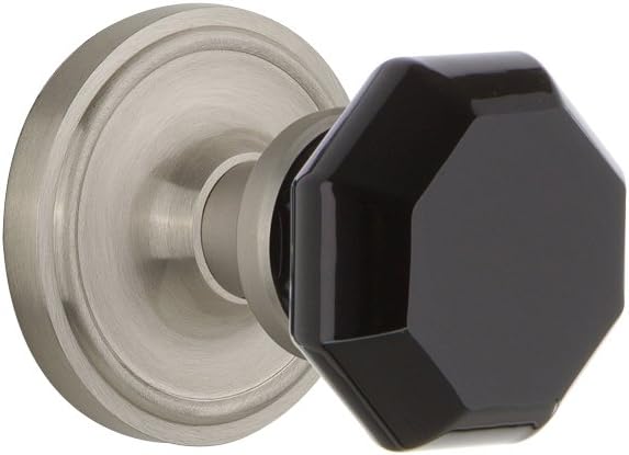 Nostalgic Warehouse 726091 Classic Rosette Interior Mortise Waldorf Black Door Knob in Antique Brass