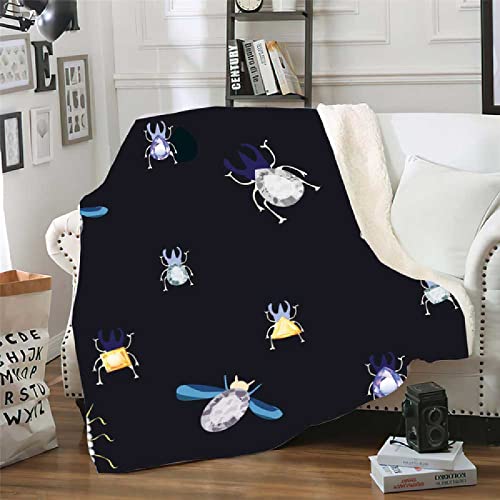 Manta Insecto Negro Plaid Sofa Diseño de Doble Cara Mantas para Sofa Cama Suave Plaid Cama Lana de Cordero de Franela Batamanta Espesar Manta Polar Durable 130x150cm