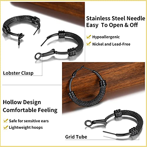 Chainshouse Huggie Small Hoop Earrings Women Punk Gothic Jewelry Cool 30Mm Stainless Steel Thick Black Hoops Earrings #TOP2