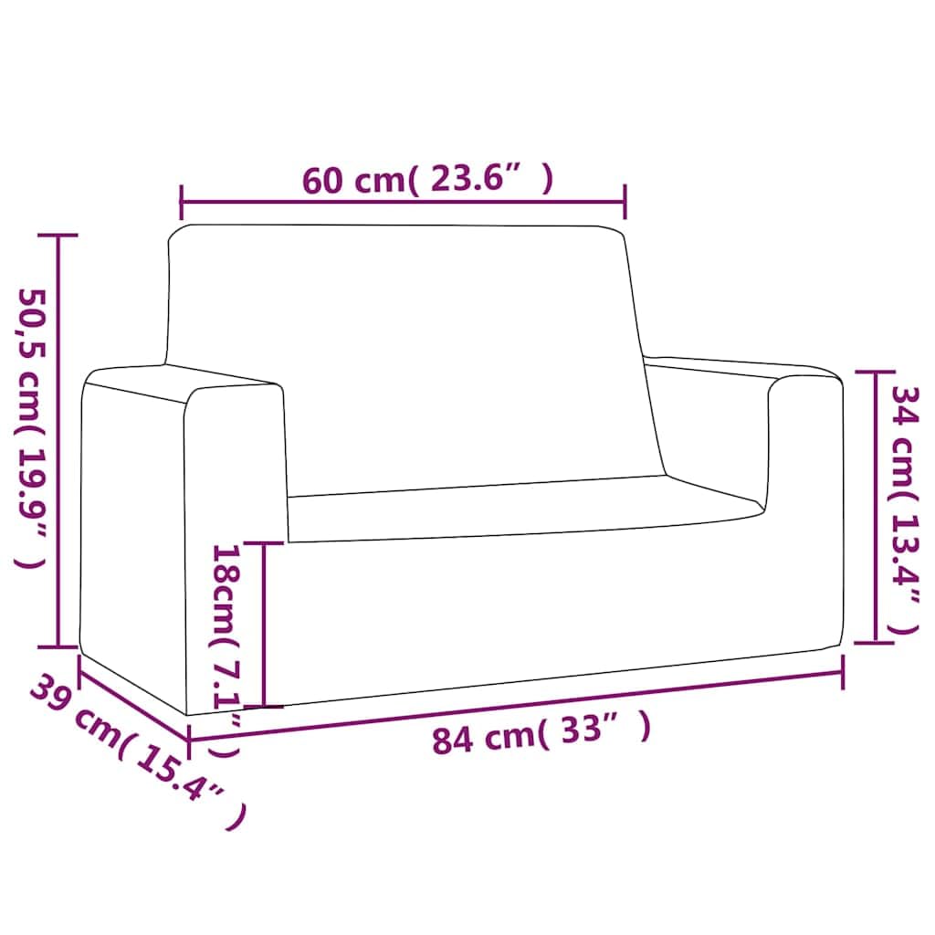 Sofa dziecięca 2-osobowa, jasnoszara z gwiazdkami, wykonana z miękkiego pluszu, do pokoju dziecięcego, zajmuje mało miejsca, ze zdejmowanym pokrowcem, trwała, idealna do relaksu, czytania