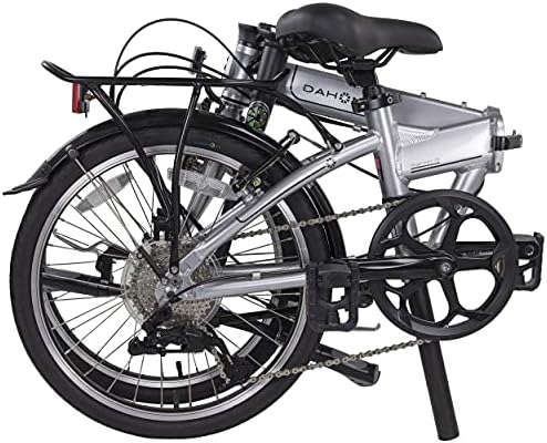 Dahon Mariner D8 Folding Bike, Lightweight Aluminum Frame; 8-Speed Gears; 20” Foldable Bicycle for Adults, Silver
