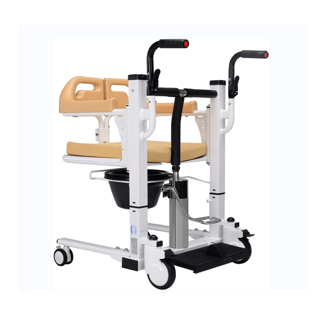 Przenośne krzesło podnoszące pacjenta z dzielonym siedzeniem 180° i funkcją toalety, nośność 131 kg do pomocy w łazience i wspomagania mobilności