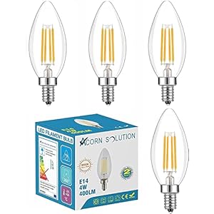 AcornSolution 4x E14 LED Candle Small Edison Screw Cap, E14 niet-dimbaar Warm Wit 2700K 4W (4 Pack)