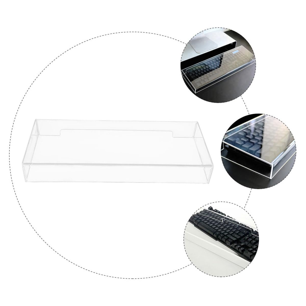 SHERCHPRY Funda para Teclado Acrílica Transparente para Teclado Mecánico Tamaño 470x235x55 Mm Cubierta Antipolvo Resistente de Escritorio