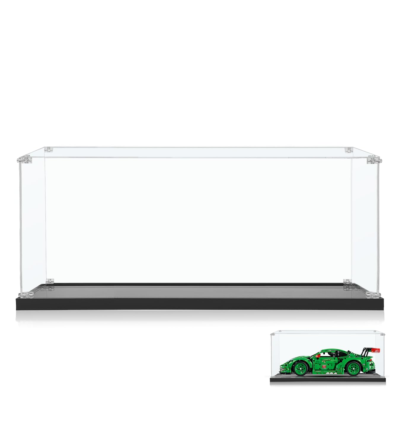 Vitrine en acrylique compatible avec Lego Technic Porsche 911 GT3 R REXY 42224 - Boîte de rangement anti-poussière pour vitrine Lego - Voiture 1:16 - Dimensions : 35 x 20 x 15 cm (sans modèle