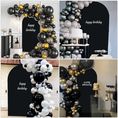 AIBIIN 2x5ft Black Arch Wall Backdrop Round Top Backdrop Cover Solid Color Round Top Arch Frame Cover 2-Sided Fit Backdrop Stand for Wedding Birthday Baby Shower Bachelorette Events Party Decor Props - Thumbnail 5