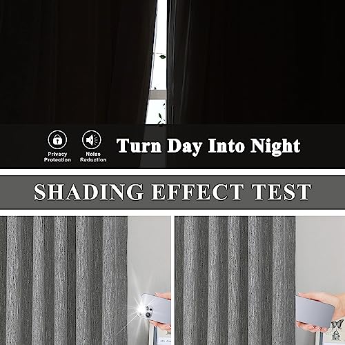 Image of Vision Home Charcoal Grey Pinch Pleated Full Blackout Curtains Room Darkening Window Curtains for Living Room Bedroom Thermal Insulated Pinch Pleated Drapes with Hooks Back Tab 2 Panel 40 inch Wx108 L