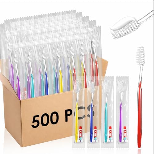 500 Sets Disposable Toothbrushes Bulk with Toothpaste, Individually Wrapped