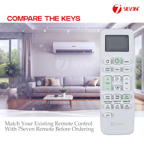 Image of 7SEVEN Compatible with Samsung AC Remote Control Model 90C Suitable for 1 1.5 2 Ton Split and Window Air Conditioner - Match Each Keys Exactly to Replicate Genuine Remote Function