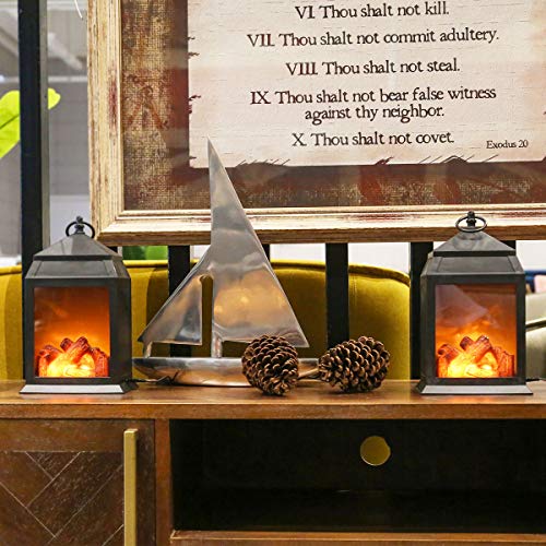 Fireplace Lantern And Battery Operated Usb Operated 6 Hour Timer Included Tabletop Fireplace Lantern Indoor/Outdoor Fireplace Lamp (1 Pack House Shape No Heater Function Size:6.3X5.5X12 Inch) #TOP3